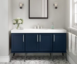 marcello 32 inch wide marble 1 drawer single sink vanity - Blue, 24x12