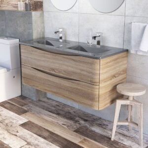 White Vanity Units and Bathroom Furniture - Light Oak, 24x12