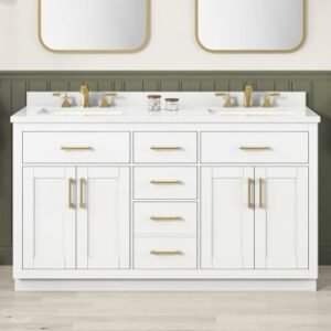 40" Wall-Mount Bath Vanity Cabinet with 2 Drawers and 2 Side Cabinets - White, 30x12