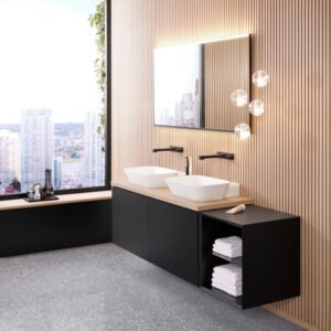 36" Bathroom Vanity, Left Sink - Black, 24x12