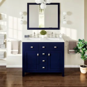 36 in. Single Sink Bathroom Vanity Set in White - Blue, 30x12