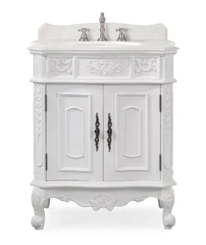 30 Inch Bathroom Vanity with Ceramic Sink - White, 30x12