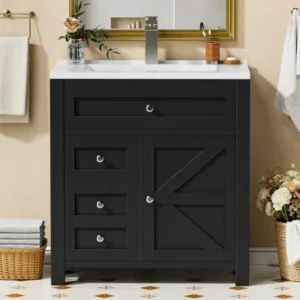 Winston 60", Premium Collection Double Sink Bathroom Vanity WT9860D - Black, 24x12