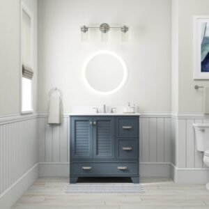 36" Bathroom Vanity, Left Sink - Blue, 30x12