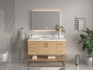 36 in. Single Sink Bathroom Vanity Set in White - Light Oak, 30x12