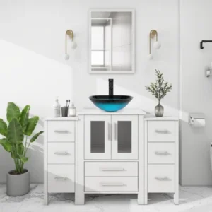 Bathroom Vanity With Bowl Sink - White, 24x12