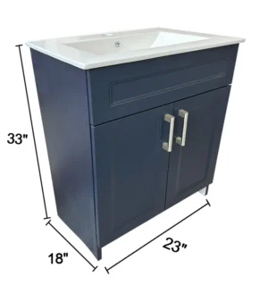Marius 24" Modern Single Bathroom Vanity (Ceramic Sink)*, Include Two Doors. Ready-to-Assemble - Blue