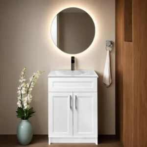 Marius 24" Modern Single Bathroom Vanity (Ceramic Sink)*, Include Two Doors. Ready-to-Assemble - White