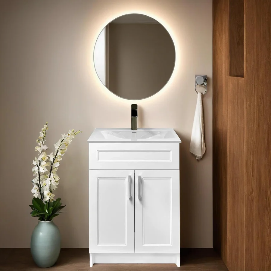 Marius 24" Modern Single Bathroom Vanity (Ceramic Sink)*, Include Two Doors. Ready-to-Assemble