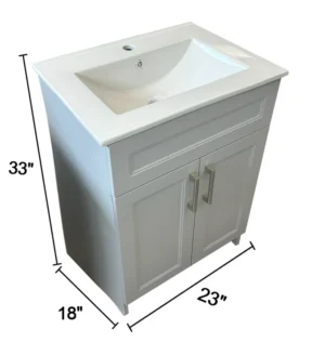 Marius 24" Modern Single Bathroom Vanity (Ceramic Sink)*, Include Two Doors. Ready-to-Assemble - Grey