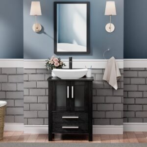 48 Inch Lima Modern Single Sink Bathroom Vanity - Black, 30x12