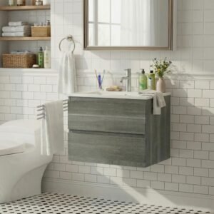 30" Bathroom Vanity Cabinet with Sink and Quartz Top - Grey, 30x12
