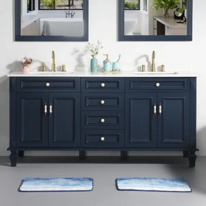 Bridgeport 72" Satin Bathroom Vanity, Double Sink - Blue, 24x12
