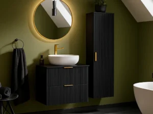 Bridgeport 72" Satin Bathroom Vanity, Double Sink - Black, 24x12