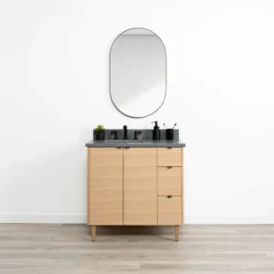 36" Bathroom Vanity, Left Sink - Light Oak, 24x12