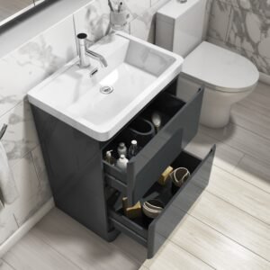 Gill 28" Freestanding Bathroom Vanity with Integrated Sink Top - Grey, 24x12