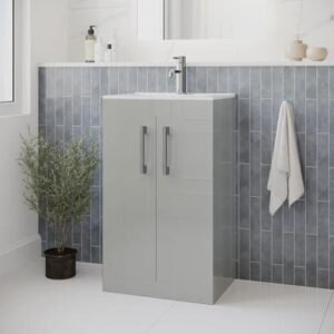 40" Seamless Stone Top with Floating Bathroom Vanity - Grey, 30x12