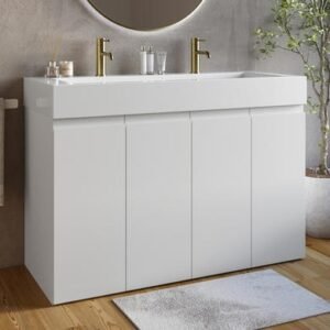 36" Traditional Bathroom Vanity with Resin Sink - White, 24x12