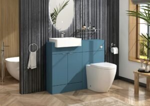 30 Inch Bathroom Vanity with Quartz Top, Soft Close Door & Undermount Sink - Blue, 30x12