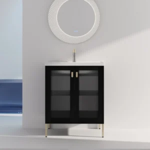 60"Floating Double Sink Vanity - Black, 30x12