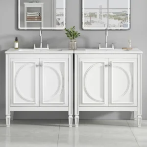 1200mm Wall Hung 2 Drawer Vanity Sink Unit with Countertop - White, 24x12