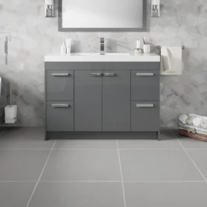 36 in. Single Sink Bathroom Vanity Set in White - Grey, 24x12