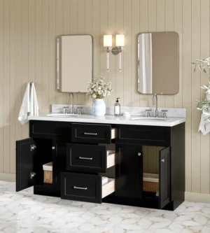 63" Double Sink Vanity - Black, 24x12
