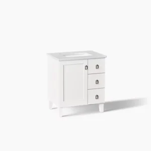 30" Bathroom Vanity Cabinet with Sink and Quartz Top - White, 30x12