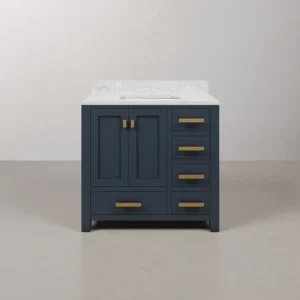 1200mm Wall Hung 2 Drawer Vanity Sink Unit with Countertop - Blue, 30x12