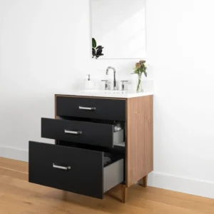 Vintage Bathroom Vanity - Black, 24x12