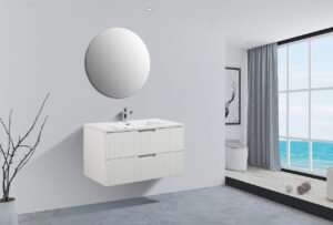 30 Inch Modern Bathroom Sink Vanity with Stone Counter Top - White, 30x12