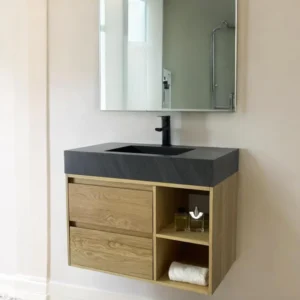36" Bathroom Vanity, Left Sink - Black, 30x12