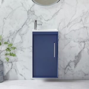 36" Bathroom Vanity, Left Sink - Blue, 24x12