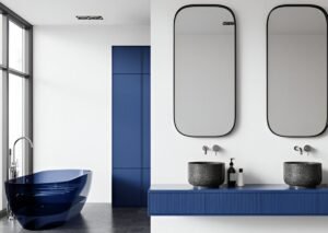 Gill 28" Freestanding Bathroom Vanity with Integrated Sink Top - Blue, 24x12