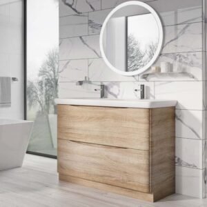 36 in. Single Sink Bathroom Vanity Set in White - Light Oak, 24x12