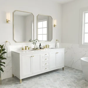 72" Double Bathroom Vanity - White, 24x12