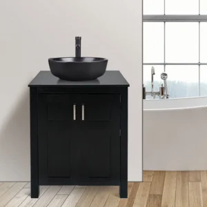 Bathroom Vanity with Countertop - Black, 30x12