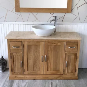 Bathroom Vanity With Bowl Sink - Light Oak, 24x12