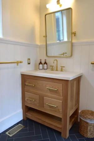 BATHROOM VANITIES DOUBLE SINK - Light Oak, 30x12