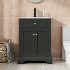 30 Inch Wall-Mount Bathroom Vanity - Black, 24x12