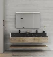 Modern 72" Double Floating Bathroom Sink Vanity - Light Oak, 24x12