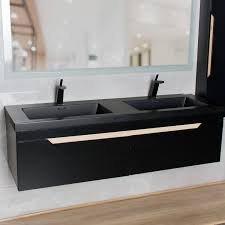 36″ Wall Mount Vanity With A Integrated Sink - Black, 24x12