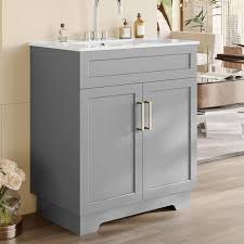 30 in. W x 22 in. D Single Sink Bathroom Vanity - Grey, 24x12