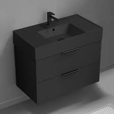 White Vanity Units and Bathroom Furniture - Black, 24x12