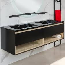 40" Seamless Stone Top with Floating Bathroom Vanity - Black, 30x12