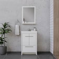 24 Inch Modern Bathroom Vanity With Sink - White, 24x12
