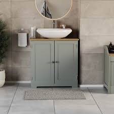 Bathroom Vanity with Farmhouse Sink - Grey, 24x12