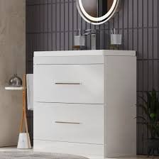 30 Inch Modern Bathroom Sink Vanity with Stone Counter Top - White, 24x12