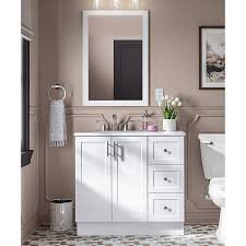 36" Traditional Bathroom Vanity with Resin Sink - White, 30x12