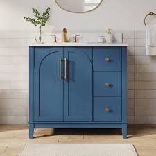 30" Bathroom Vanity Cabinet with Sink and Quartz Top - Blue, 30x12
